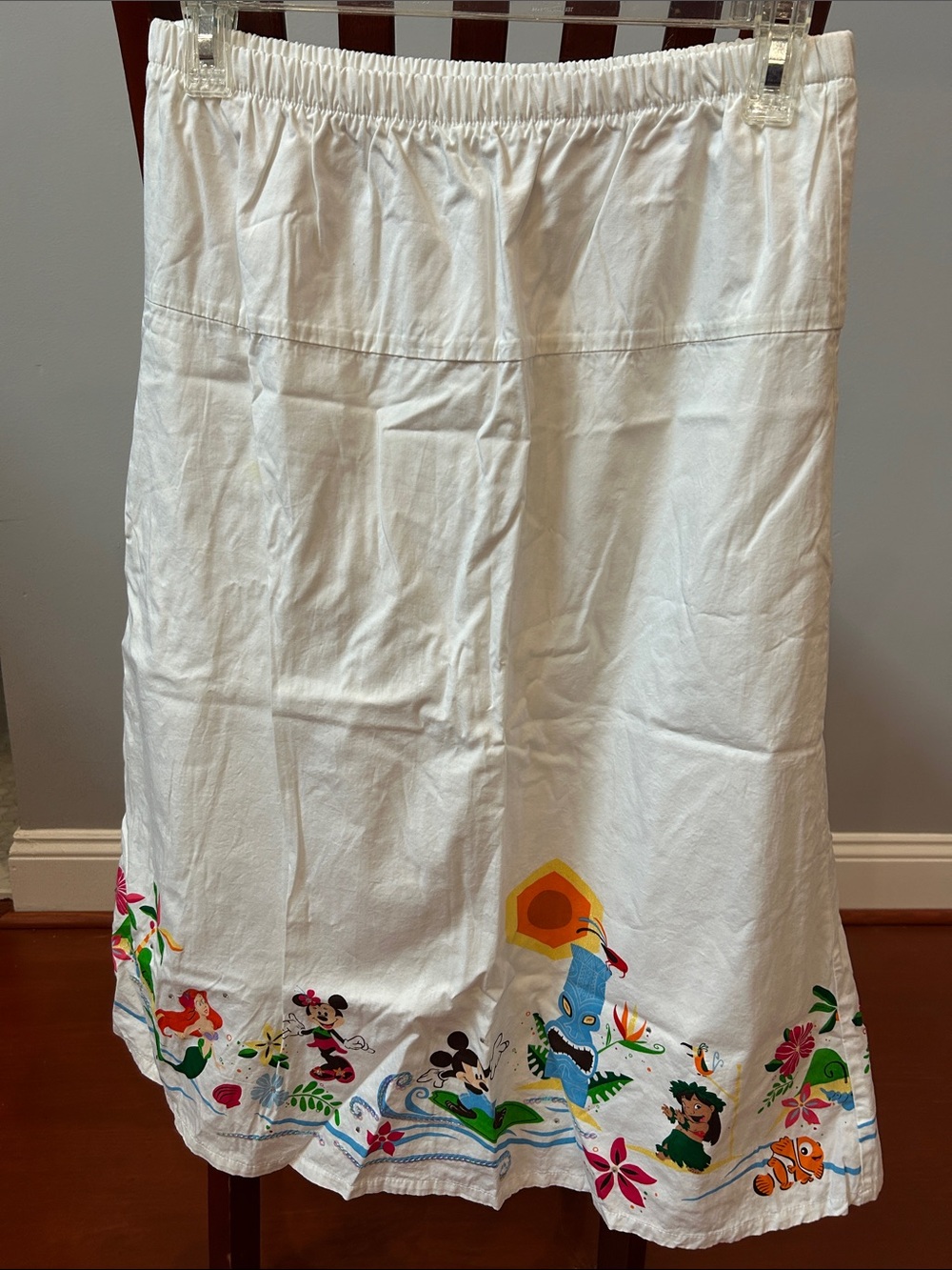 Disney White Midi Skirt with Colorful Character Border